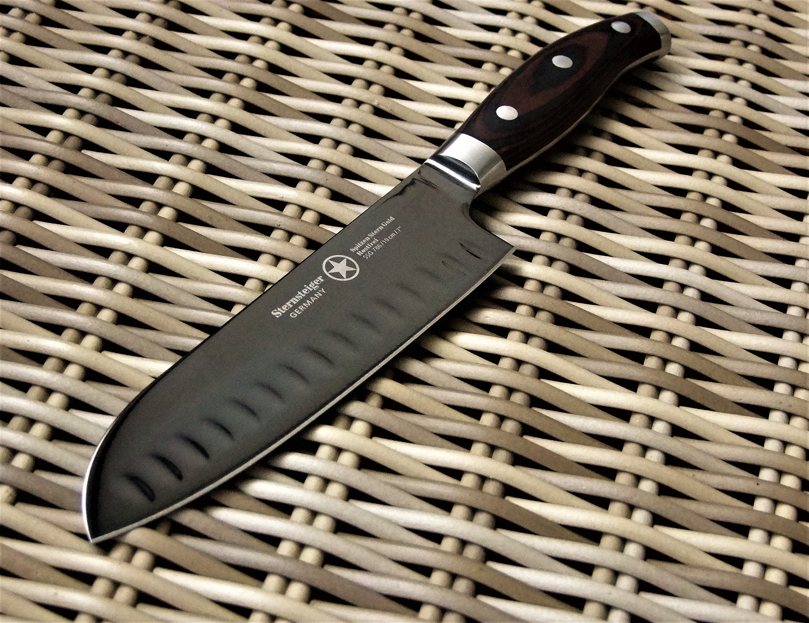 Titanium Santoku Knife with hollow Edge